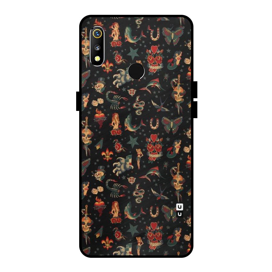 Dark Pattern Metal Back Case for Realme 3i