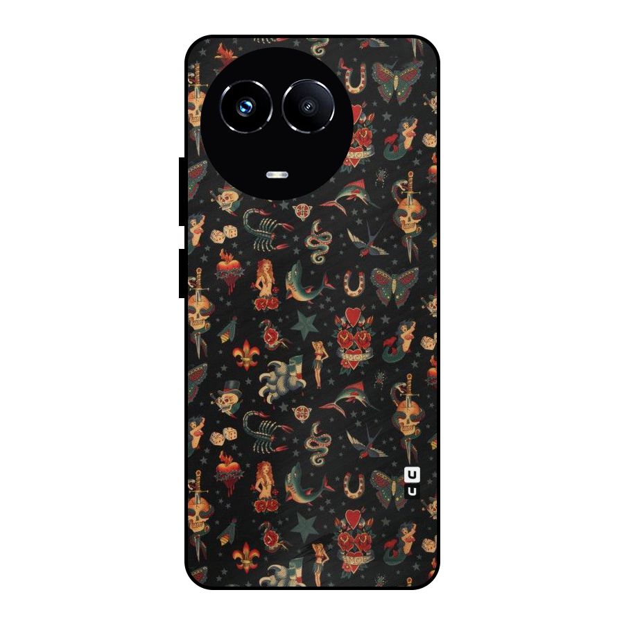 Dark Pattern Metal Back Case for Realme Narzo 60X