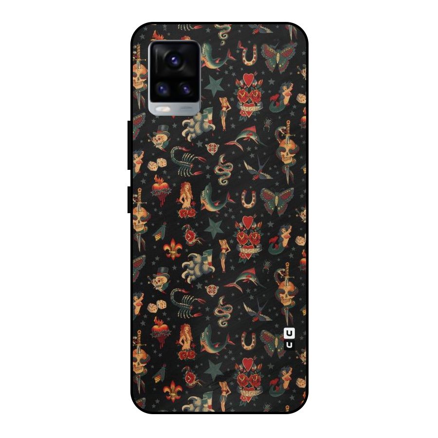 Dark Pattern Metal Back Case for Vivo V20 2021
