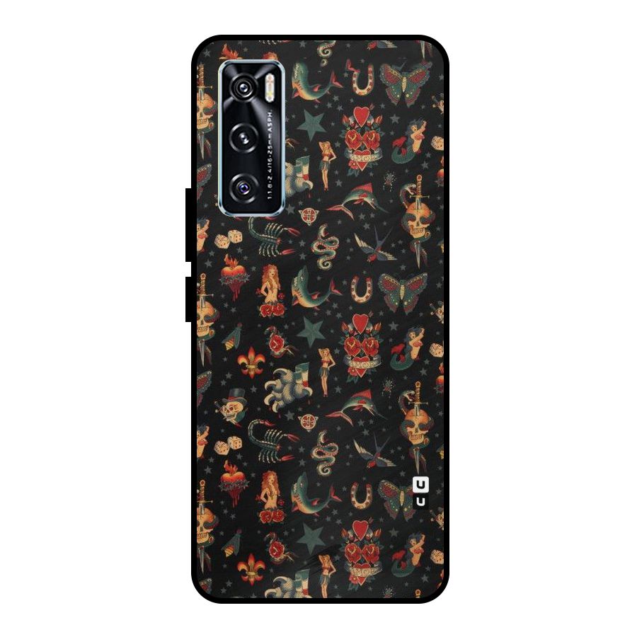 Dark Pattern Metal Back Case for Vivo V20 SE