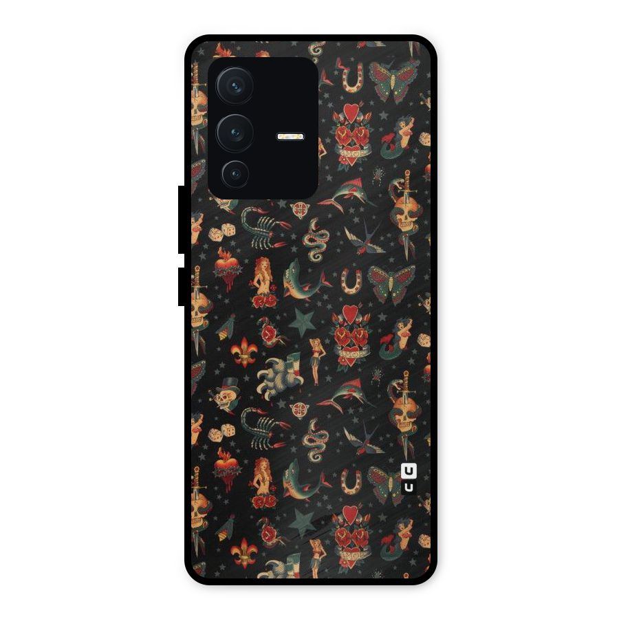 Dark Pattern Metal Back Case for Vivo V23 5G