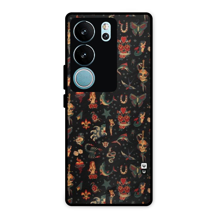 Dark Pattern Metal Back Case for Vivo V29 Pro