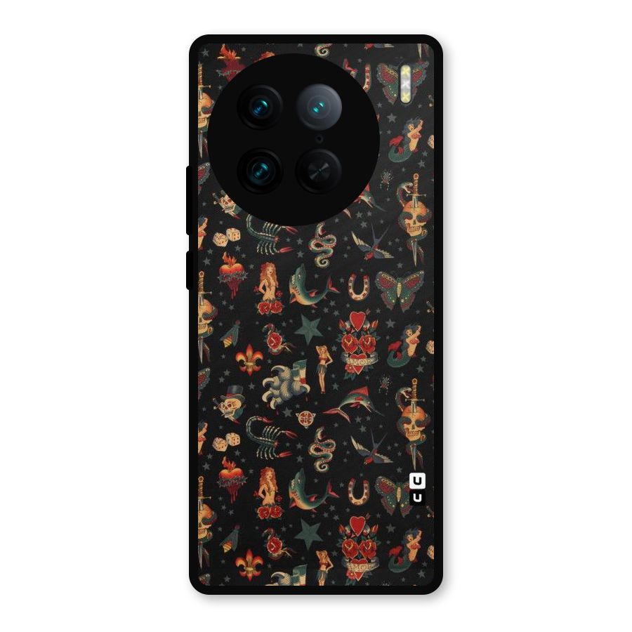 Dark Pattern Metal Back Case for Vivo X90 Pro