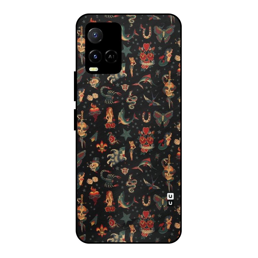 Dark Pattern Metal Back Case for Vivo Y21 2021