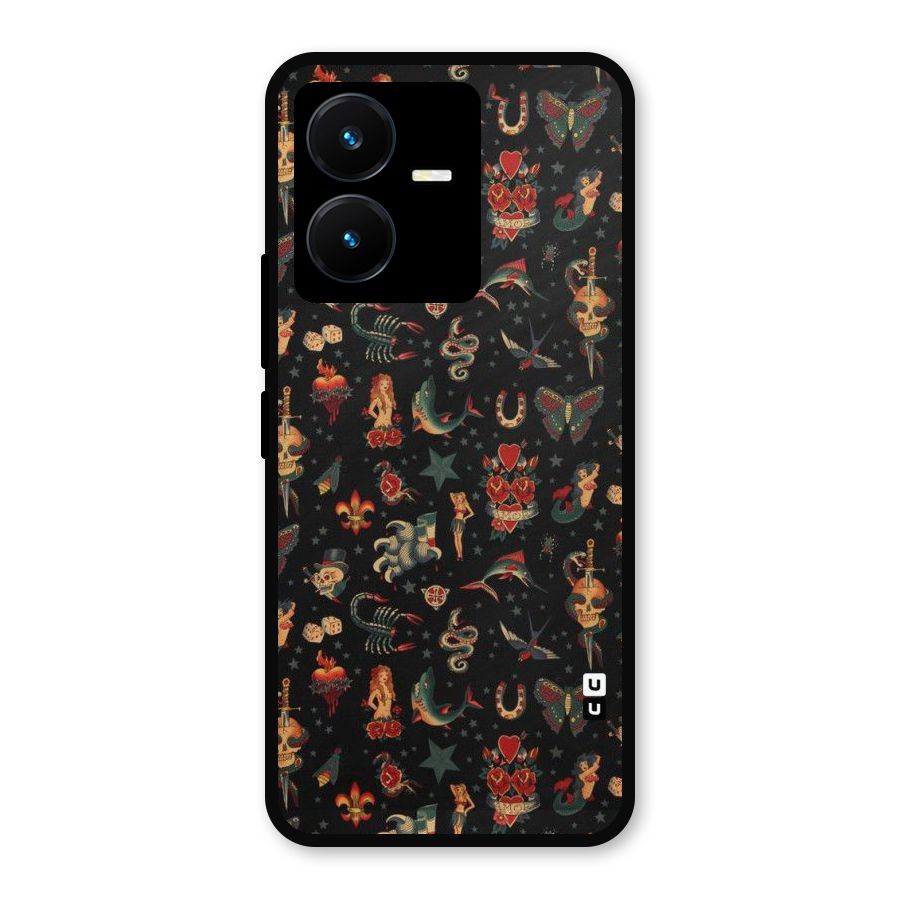 Dark Pattern Metal Back Case for Vivo Y22