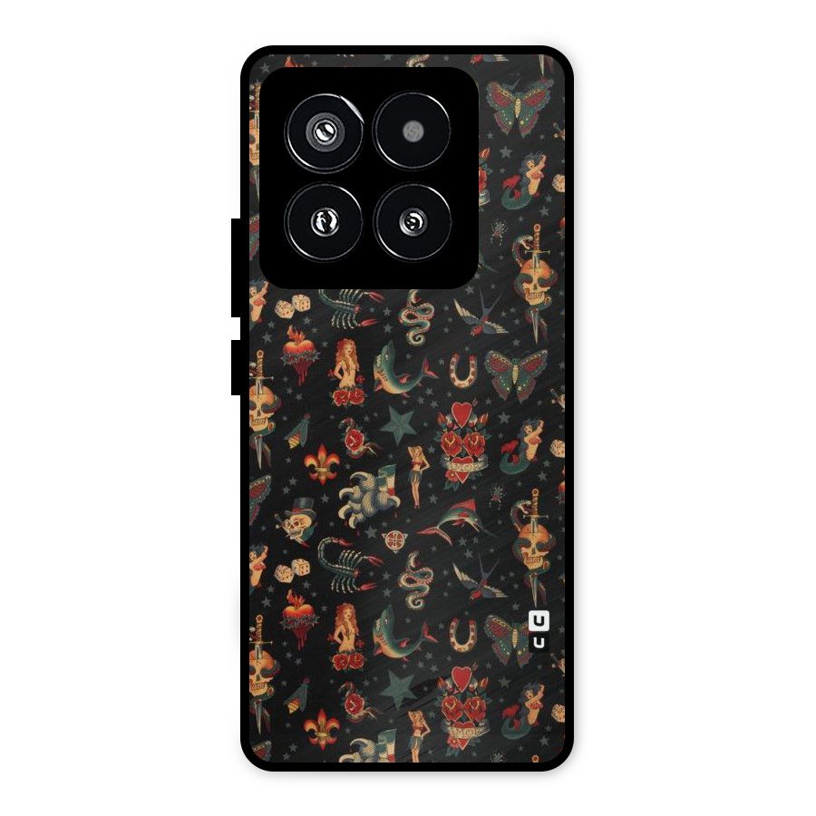 Dark Pattern Metal Back Case for Xiaomi 14 Pro