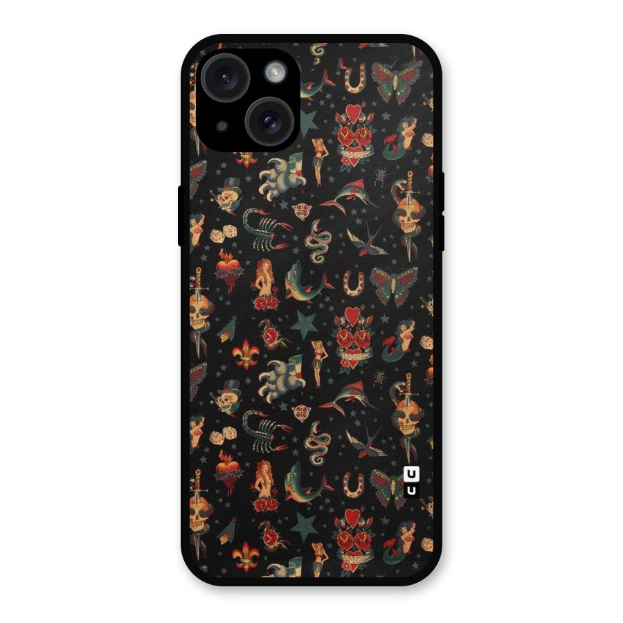 Dark Pattern Metal Back Case for iPhone 15 Plus
