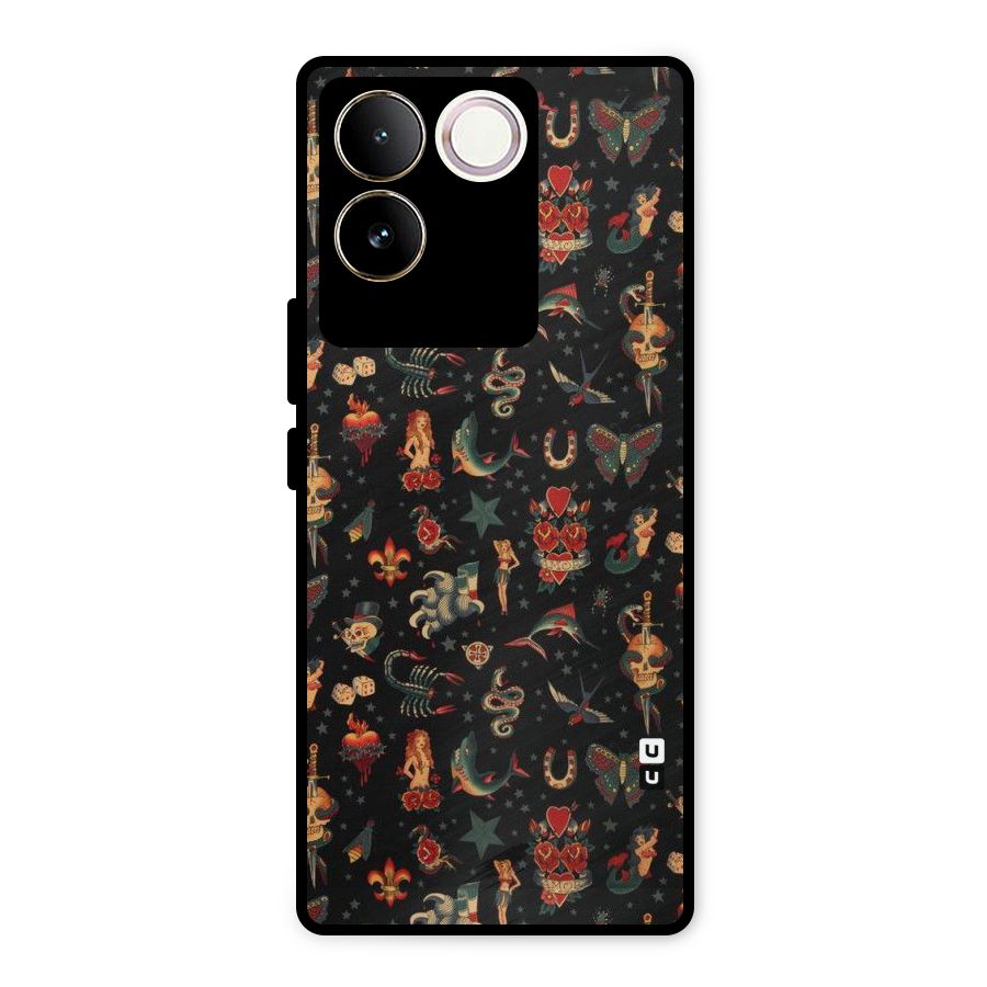 Dark Pattern Metal Back Case for iQOO Z7 Pro