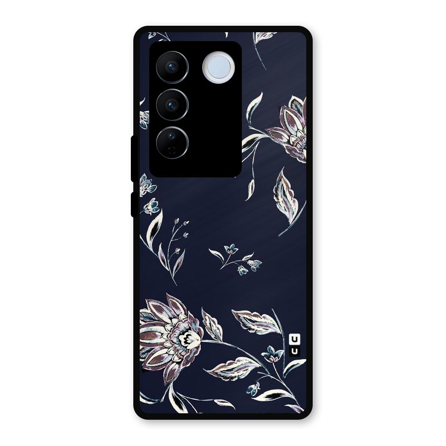 Dark Petals Metal Back Case for Vivo V27 Pro