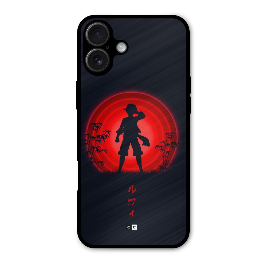 Dark Red Luffy Metal Back Case for iPhone 16 Plus