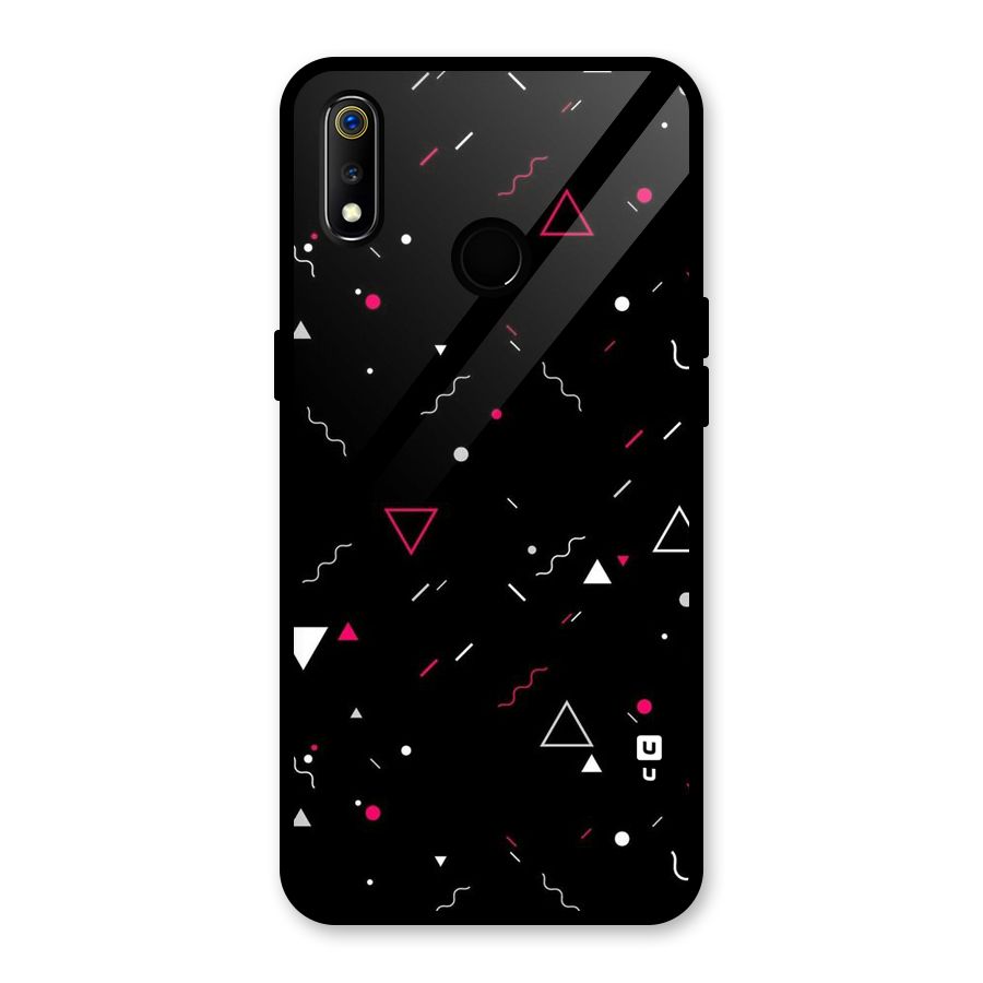 Dark Shapes Design Glass Back Case for Realme 3i