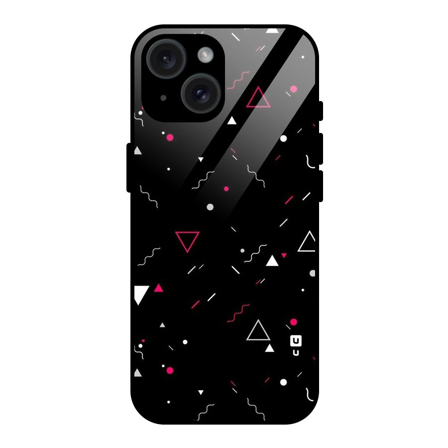 Dark Shapes Design Glass Back Case for iPhone 15