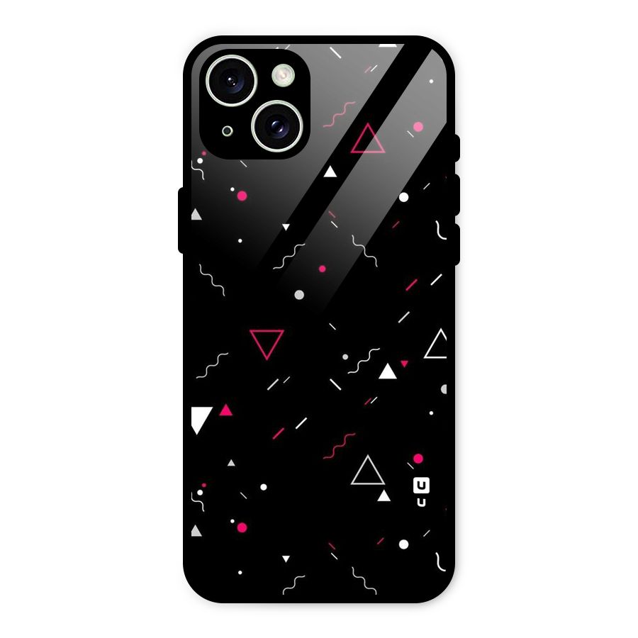 Dark Shapes Design Glass Back Case for iPhone 15 Plus