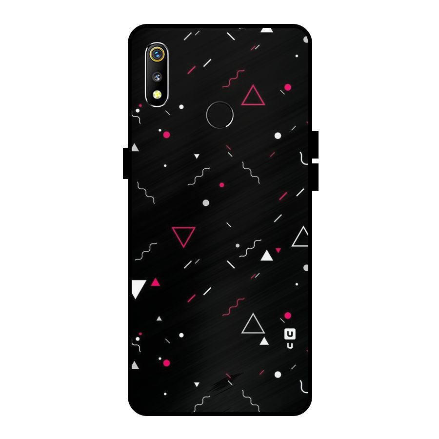 Dark Shapes Design Metal Back Case for Realme 3i