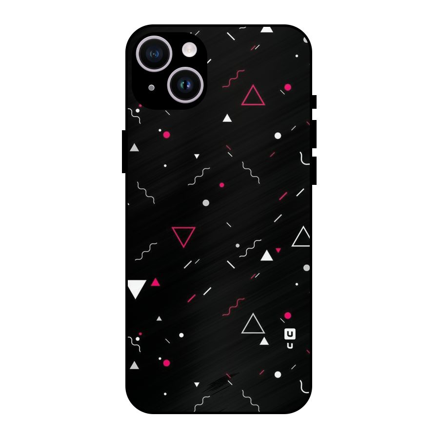 Dark Shapes Design Metal Back Case for iPhone 14 Plus