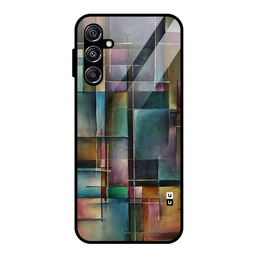 Dark Square Shapes Glass Back Case for Galaxy M34 5G