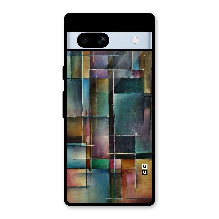 Dark Square Shapes Glass Back Case for Google Pixel 7a