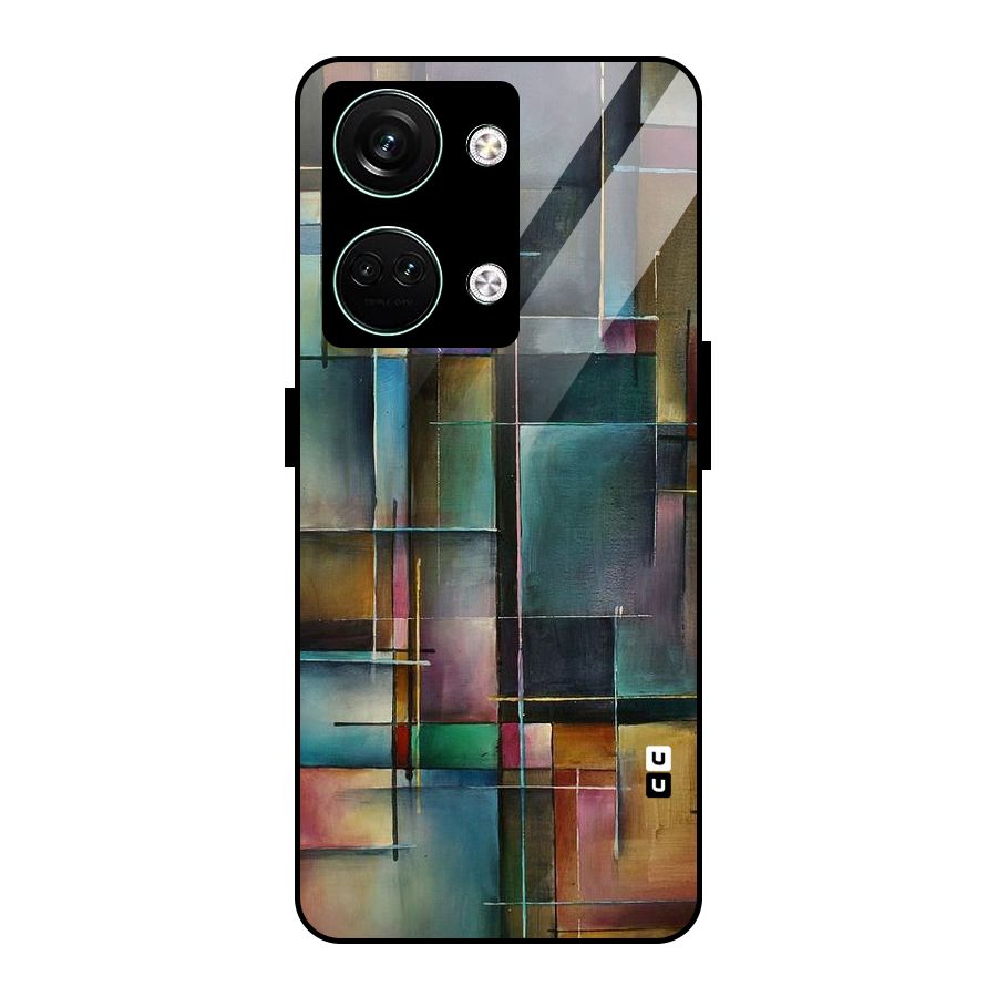 Dark Square Shapes Glass Back Case for Oneplus Nord 3