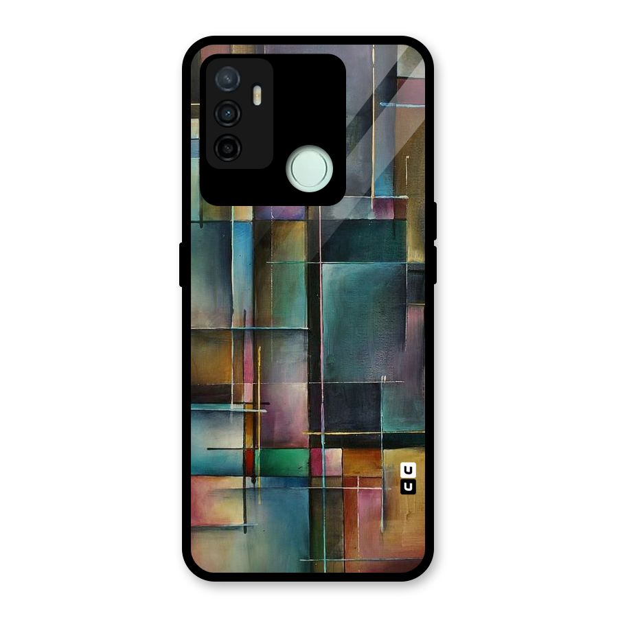 Dark Square Shapes Glass Back Case for Oppo A53