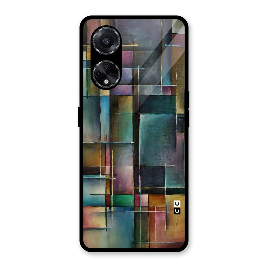 Dark Square Shapes Glass Back Case for Oppo F23