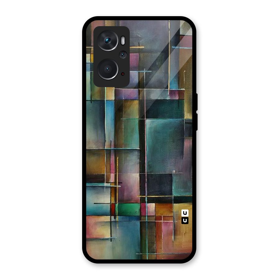 Dark Square Shapes Glass Back Case for Oppo K10 4G