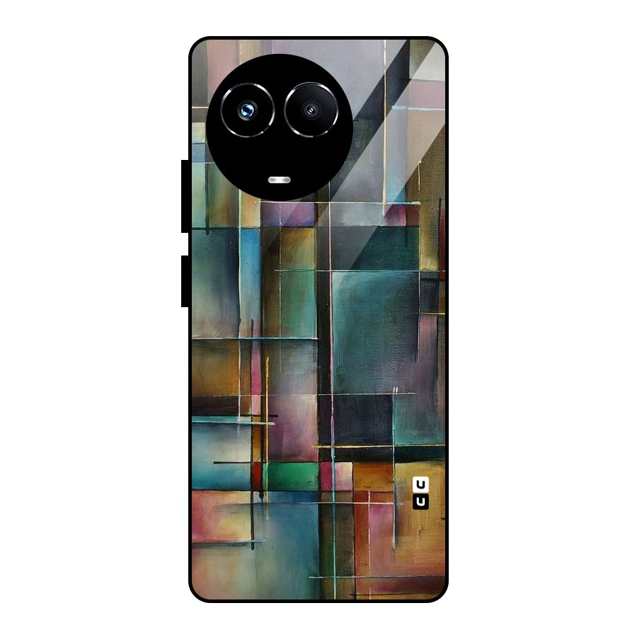 Dark Square Shapes Glass Back Case for Realme 11X