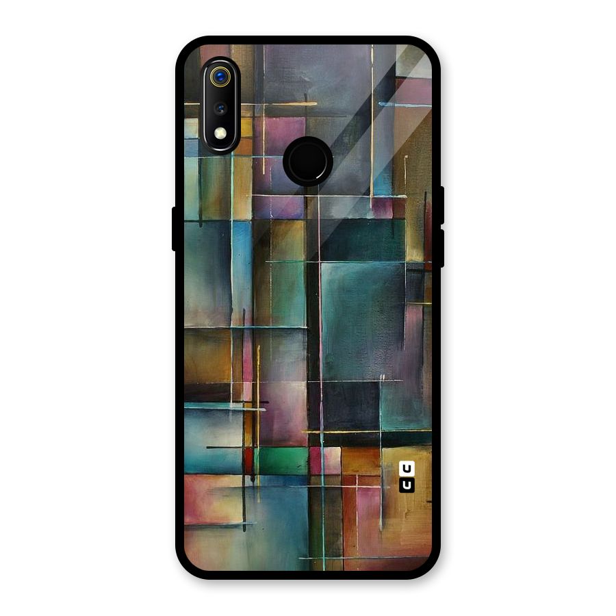 Dark Square Shapes Glass Back Case for Realme 3i