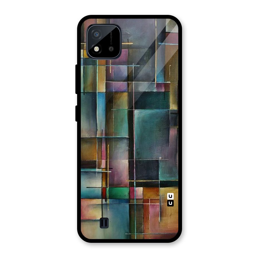 Dark Square Shapes Glass Back Case for Realme C11 2021