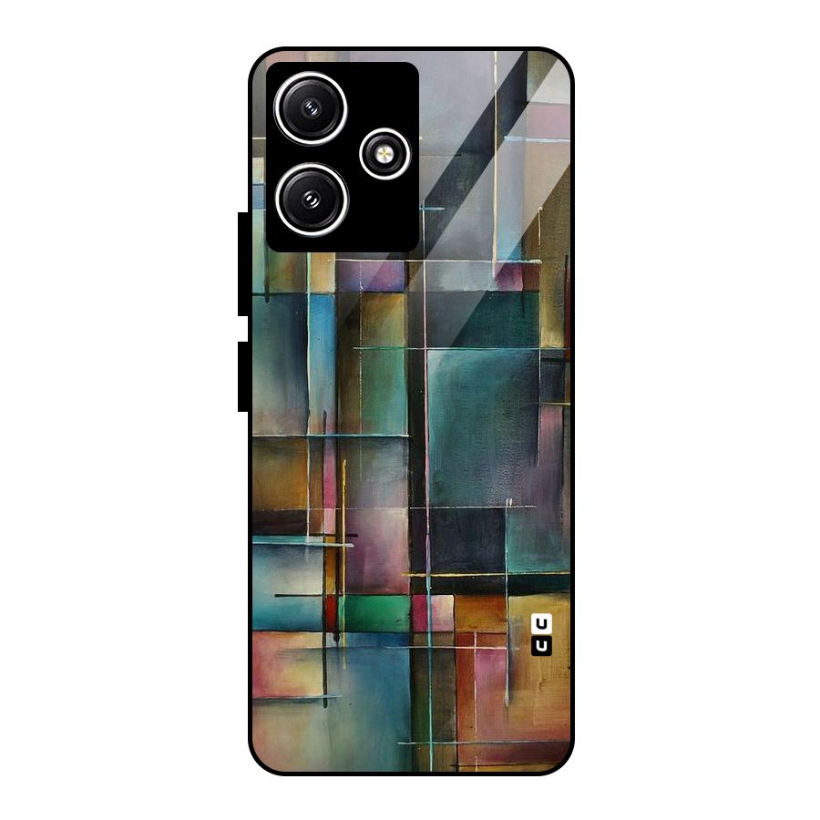 Dark Square Shapes Glass Back Case for Redmi 12 5G