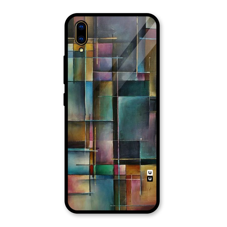 Dark Square Shapes Glass Back Case for Vivo V11 Pro