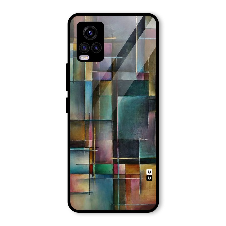 Dark Square Shapes Glass Back Case for Vivo V20 2021