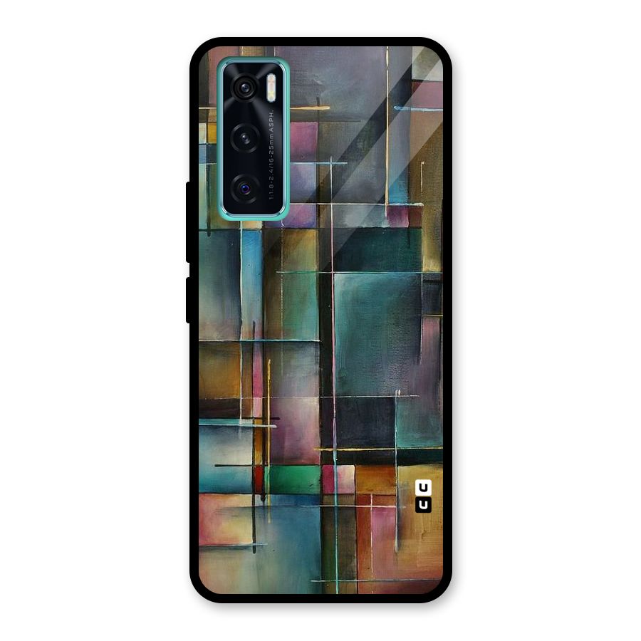 Dark Square Shapes Glass Back Case for Vivo V20 SE