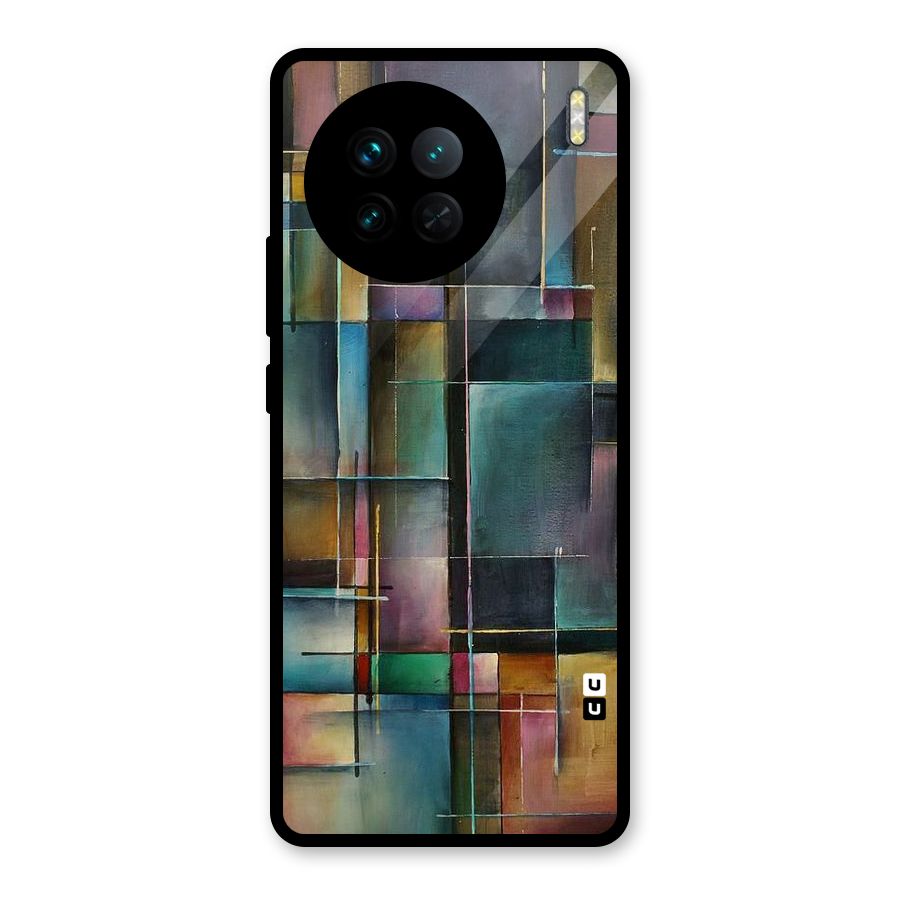 Dark Square Shapes Glass Back Case for Vivo X90