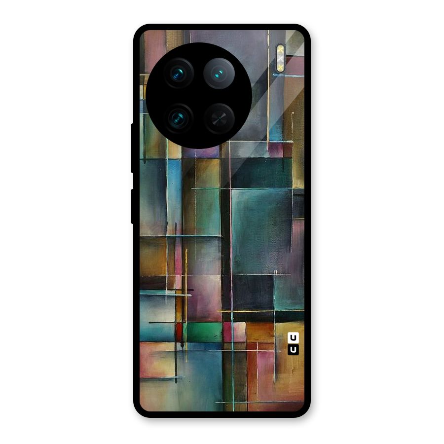 Dark Square Shapes Glass Back Case for Vivo X90 Pro