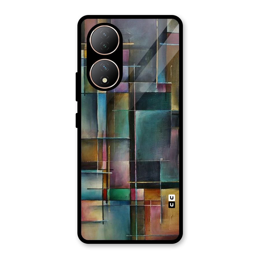 Dark Square Shapes Glass Back Case for Vivo Y100A