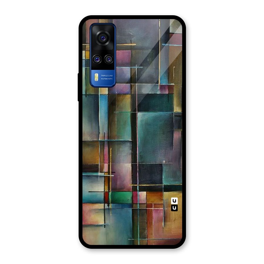 Dark Square Shapes Glass Back Case for Vivo Y31
