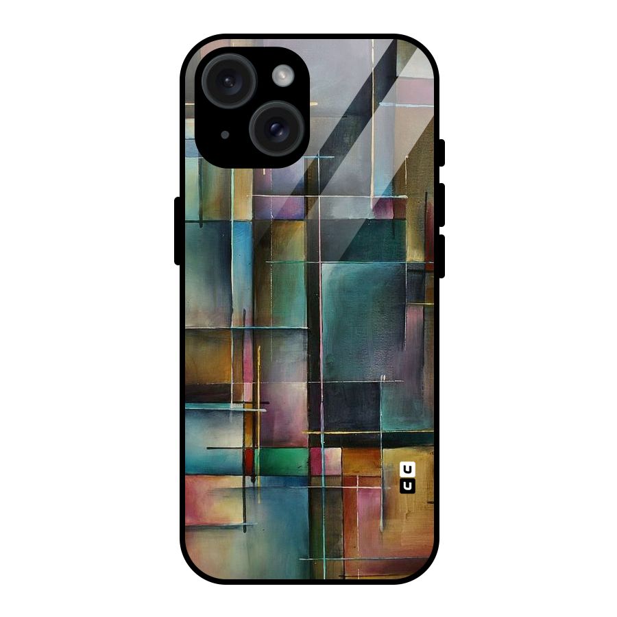 Dark Square Shapes Glass Back Case for iPhone 15