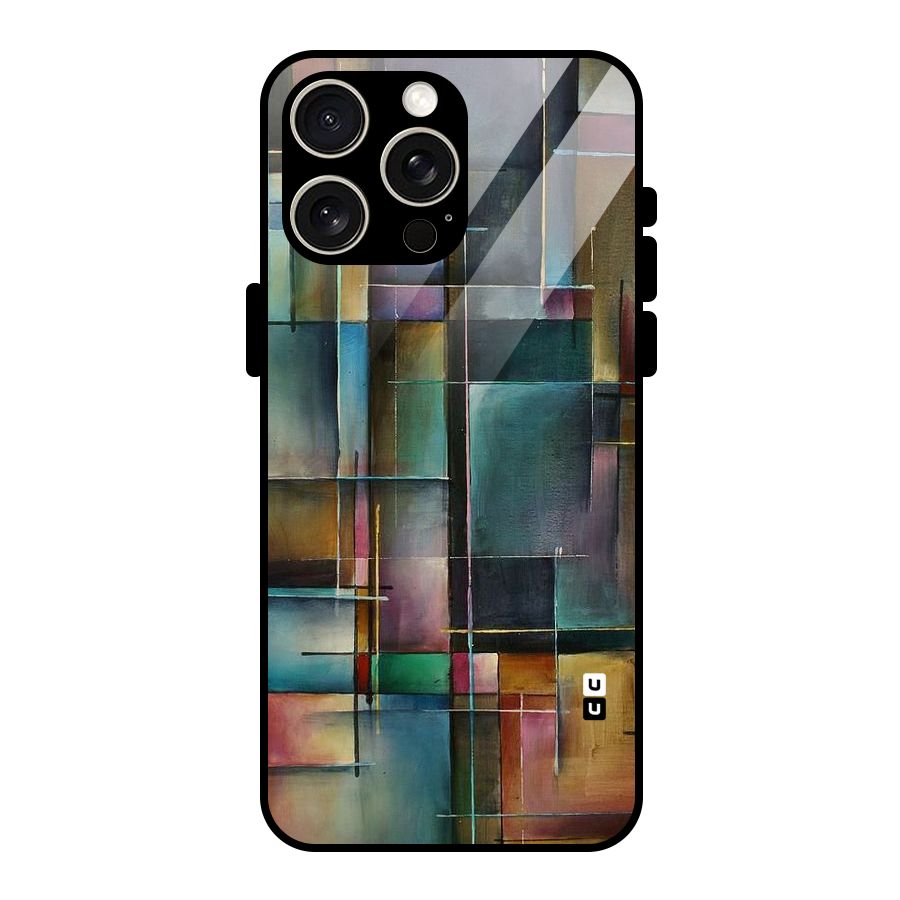 Dark Square Shapes Glass Back Case for iPhone 15 Pro Max
