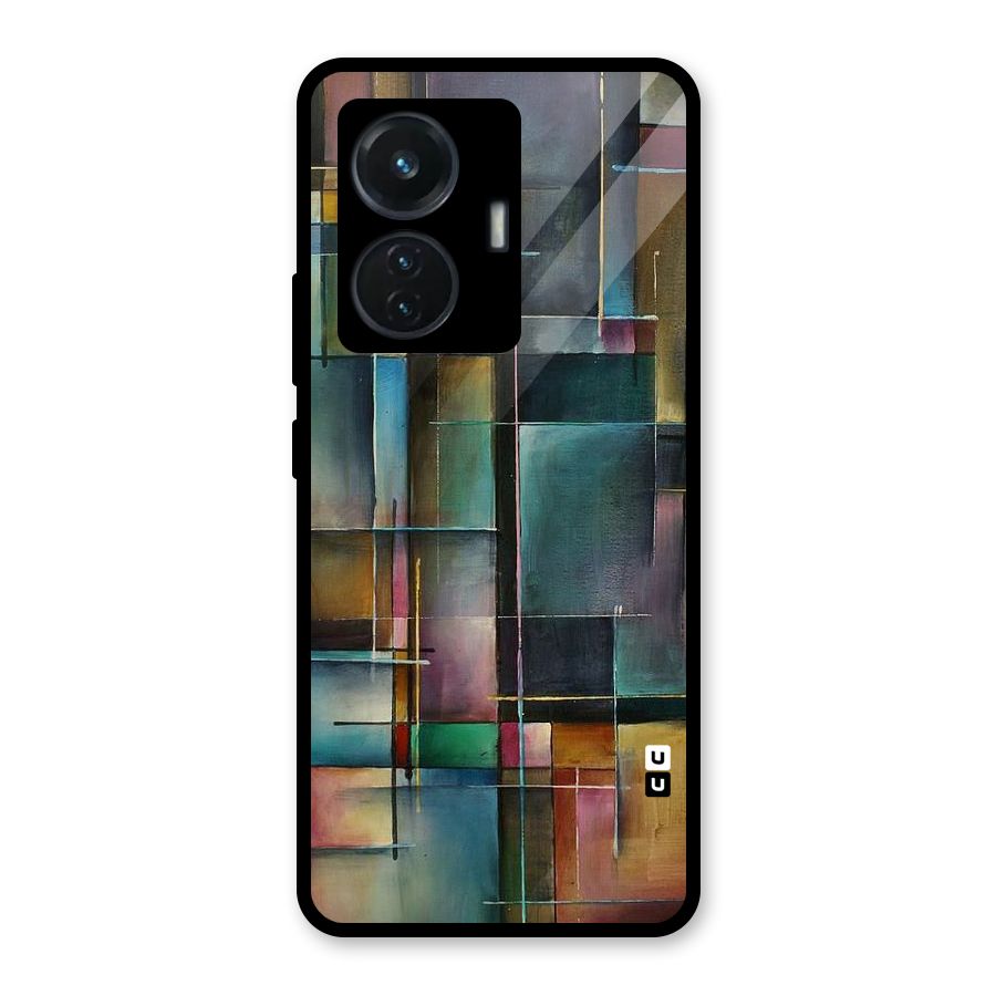 Dark Square Shapes Glass Back Case for iQOO Z6 44W