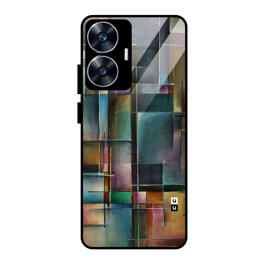 Dark Square Shapes Glass Back Case for realme C55
