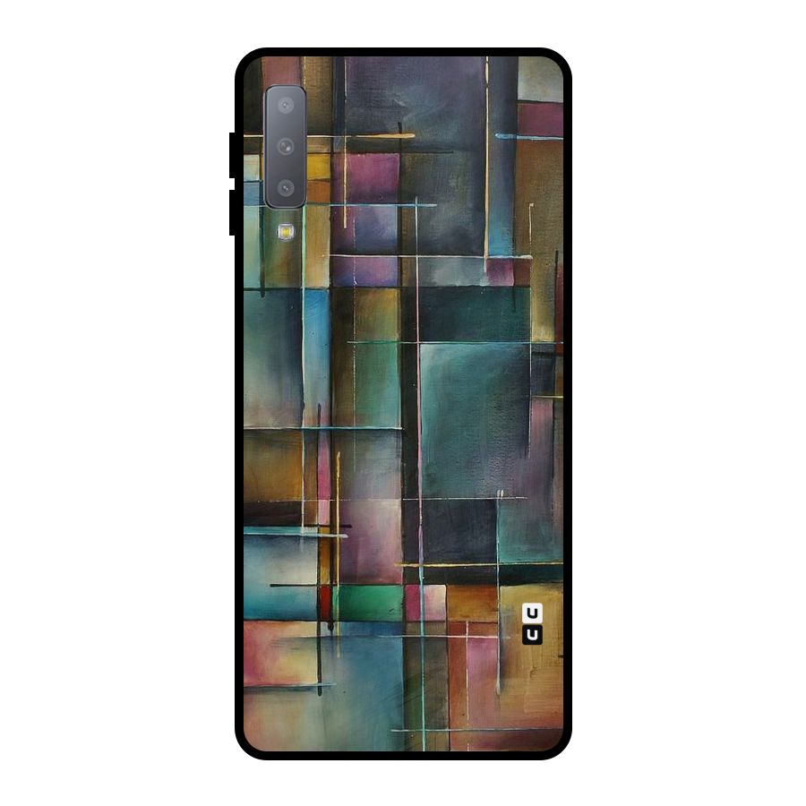 Dark Square Shapes Metal Back Case for Galaxy A7 (2018)