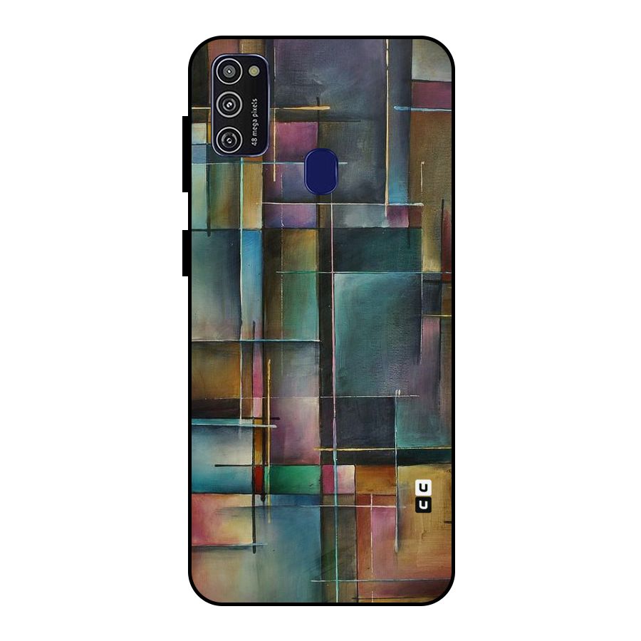 Dark Square Shapes Metal Back Case for Galaxy M30s