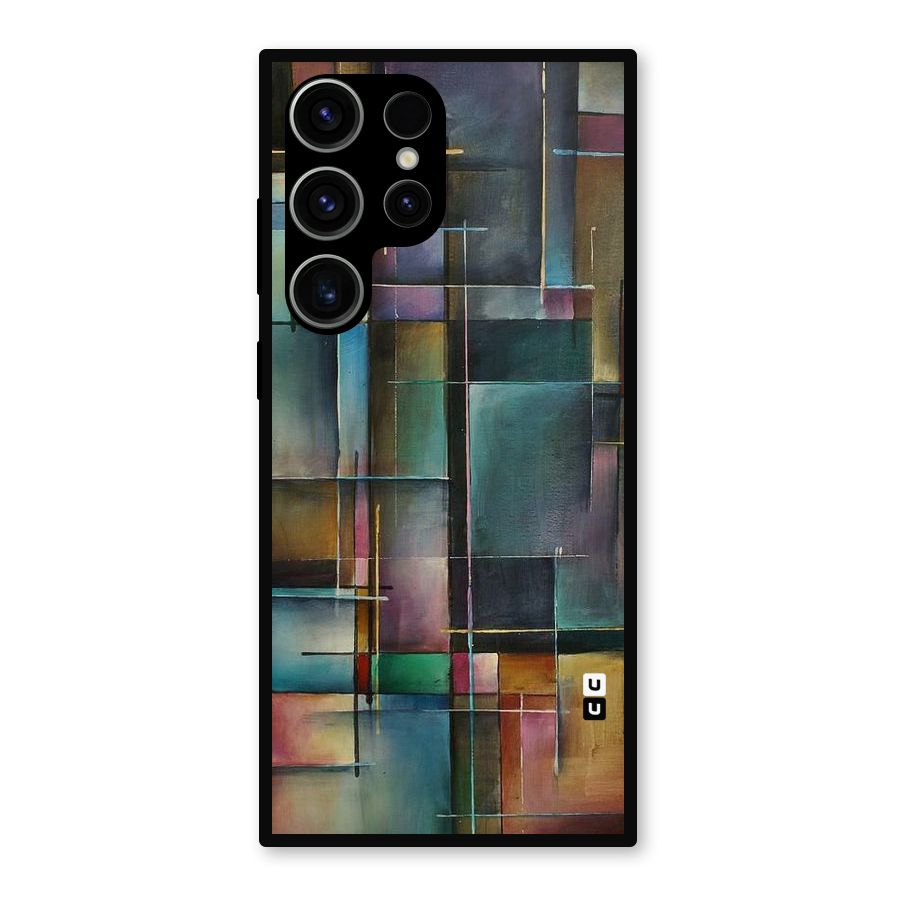 Dark Square Shapes Metal Back Case for Galaxy S23 Ultra