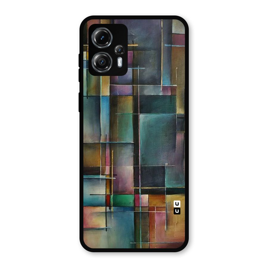 Dark Square Shapes Metal Back Case for Moto G13