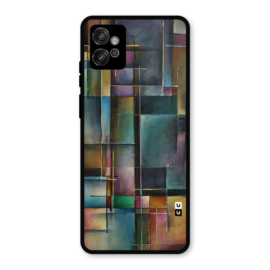 Dark Square Shapes Metal Back Case for Moto G32