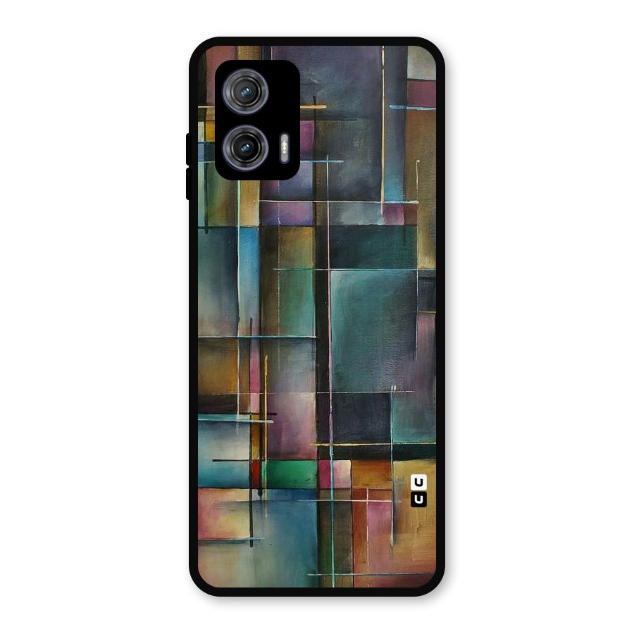Dark Square Shapes Metal Back Case for Moto G73