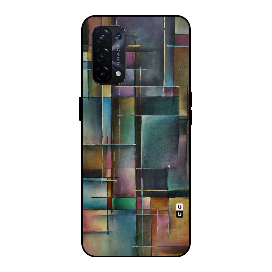 Dark Square Shapes Metal Back Case for Oppo A74 5G