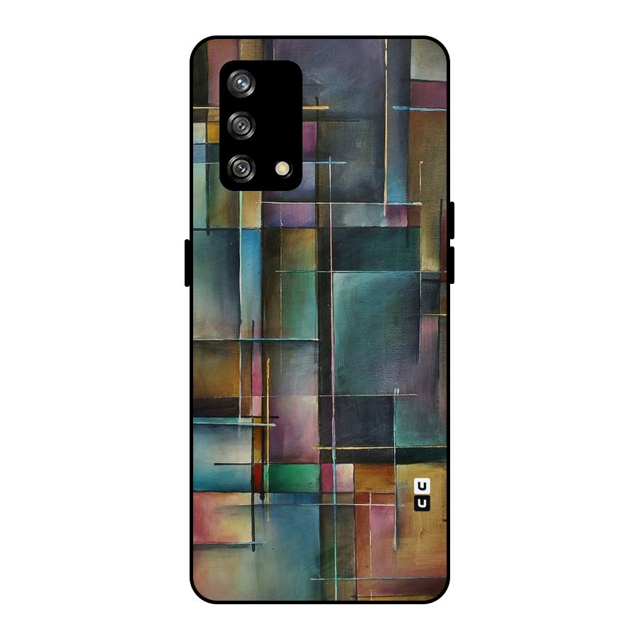 Dark Square Shapes Metal Back Case for Oppo F19