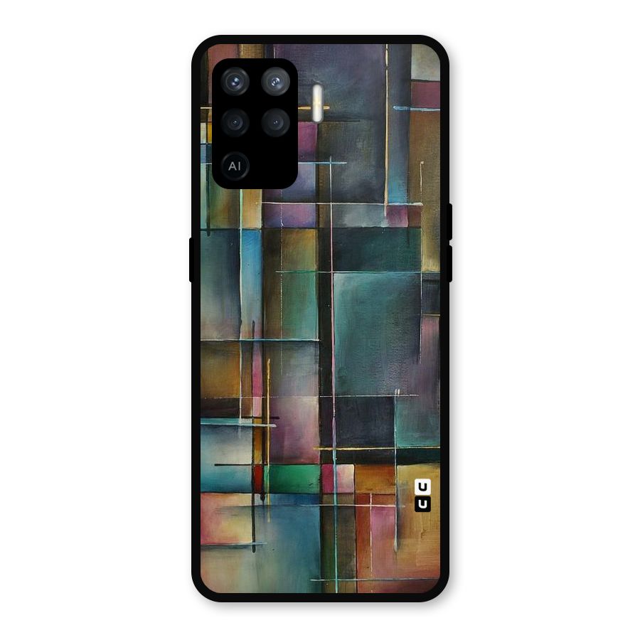 Dark Square Shapes Metal Back Case for Oppo F19 Pro