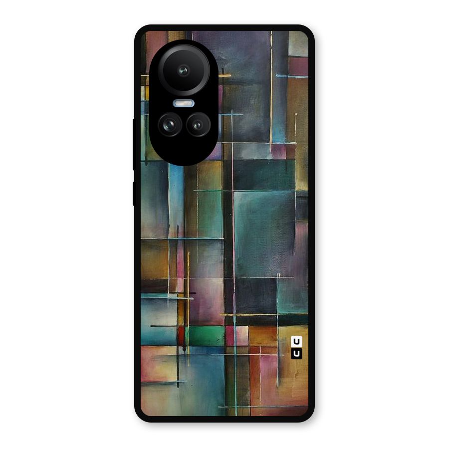 Dark Square Shapes Metal Back Case for Oppo Reno10